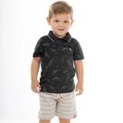 Camisa Pólo Infantil Menino Mangas Curtas Dino Preto - Biogás