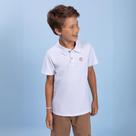 Camisa Polo Infantil Meninos Branca Lisa Premium Com Bordado