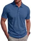 Camisa polo MAGCOMSEN para homens de manga curta, algodão, azul, cinza