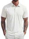 Camisa polo MAGCOMSEN para homens UPF 80+ Moisture Wicking White