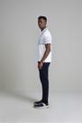Camisa Polo Malha Comfort - Branco / Azul Jeans