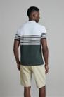 Camisa Polo Malha Slim Fit - Azul Celeste / Verde Floresta