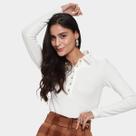 Camisa Polo Manga Longa Hering Casual Feminina