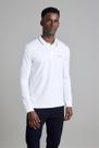 Camisa Polo Manga Longa Malha Slim Fit - Branco