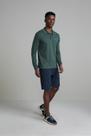 Camisa Polo Manga Longa Malha Slim Fit - Verde Hera
