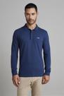 Camisa Polo Manga Longa Piquet Slim Fit - Azul Petróleo