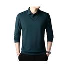 Camisa Polo Masculina Casual Elegante De Manga Longa Em Cor Sólida, Top Versátil Para Negócios 2025