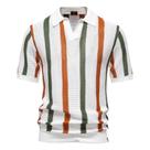 Camisa Polo Masculina De Malha Canelada Respirável Com Listras, Colarinho Confortável, Alta Camisa Polo Masculina De Malha Canelada Respirável Com Listras, Colarinho Confortável, Alta