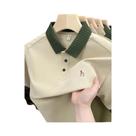 Camisa Polo Masculina De Manga Curta Com Bordado Da Marca POLO E Gola Com Estampa De Cachorro,