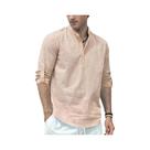 Camisa Polo Masculina De Manga Longa Em Algodão E Linho Para O Verão E Primavera, Leve E Respirável,