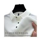 Camisa Polo Masculina De Verão Com Manga Curta Vazada Em Seda Gelada Respirável, Estilo Executivo,