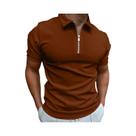 Camisa Polo Masculina De Verão Em Cor Sólida Com Zíper E Gola Reversível Casual Streetwear