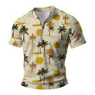 Camisa polo masculina Domirica, atlética, com zíper e estampa de palmeira
