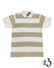 Camisa Polo Masculina Listrada - Branca / Cinza