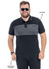 Camisa Polo Masculina Plus Size em Retilínea com Aplique Meia Malha - No Stress