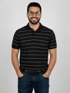 Camisa Polo Masculina Preta Clássica Listrada Casual e Elegante, listrada Gola Polo
