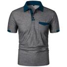Camisa Polo Masculina Respirável De Manga Curta Solta, Cor Sólida Com Bolsos, Tops Básicos Leves