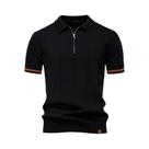 Camisa Polo Masculina Slim Fit De Cor Sólida Com Zíper AIOPESON Para Atividades Físicas E Escritório
