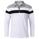 Camisa Polo Masculina Slim Fit De Manga Longa Com Listras, 1/4 Zip, Algodão, Patchwork, Casual, Para