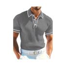 Camisa Polo Masculina Slim Fit Listrada De Manga Curta Multicolorida Para Primavera E Outono, Top De