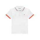 Camisa Polo Piquet Infantil Branca Listras Onda Marinha
