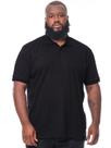 Camisa Polo Plus Size Masculina Lisa com Punho Preta