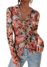 Camisa PRETTYGARDEN 2025 Floral Mesh Button Down Small Camisa PRETTYGARDEN 2025 Floral Mesh Button Down Small