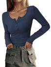 Camisa PRETTYGARDEN 2025 Outono Manga Longa Henley Azul Escuro M Camisa PRETTYGARDEN 2025 Outono Manga Longa Henley Azul Escuro M