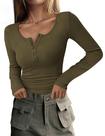 Camisa PRETTYGARDEN 2025 Outono Manga Longa Henley Verde Militar P Camisa PRETTYGARDEN 2025 Outono Manga Longa Henley Verde Militar P