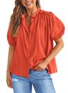 Camisa PRETTYGARDEN Algodão Laranja Médio com Botões