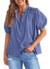 Camisa PRETTYGARDEN de Verão com Botões, Algodão, Decote em V, Tamanho M