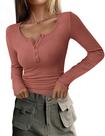 Camisa PRETTYGARDEN Henley Manga Longa Outono 2025 Rosa XL Camisa PRETTYGARDEN Henley Manga Longa Outono 2025 Rosa XL