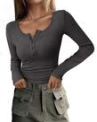 Camisa PRETTYGARDEN Henley Manga Longa Outono 2025 XL Cinza Escuro Camisa PRETTYGARDEN Henley Manga Longa Outono 2025 XL Cinza Escuro