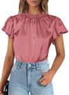 Camisa PRETTYGARDEN Verão Manga Bufante Cetim Rosa Antigo P