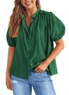 Camisa PRETTYGARDEN Verde Escuro com Manga Lanterna XL