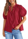 Camisa PRETTYGARDEN Vermelho Escuro com Botões em Algodão XL Camisa PRETTYGARDEN Vermelho Escuro com Botões em Algodão XL