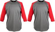 Camisa Rawlings de manga 3/4 para homens grafite/escarlate tamanho M