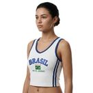 Camisa Regata Cropped Do Brasil Feminina Borbada