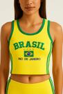 Camisa Regata Cropped Do Brasil Feminina Vintage Curtinha