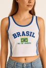 Camisa Regata Cropped Do Brasil Feminina Vintage Curtinha