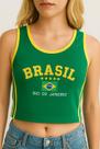Camisa Regata Cropped Do Brasil Feminina Vintage Curtinha