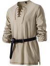 Camisa Renascentista Masculina JEMITOP Khaki Lace-Up XXXL