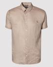 Camisa Reserva Manga Curta Linho Puro Gengibre Bege