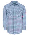Camisa resistente ao fogo TICOMELA FR para homens xadrez azul/vermelha Camisa resistente ao fogo TICOMELA FR para homens xadrez azul/vermelha