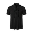 Camisa Retro Masculina De Algodão E Linho Leve Com Decote Em V E Manga Curta, Respirável, Em Cores