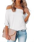 Camisa REVETRO Off Shoulder, manga curta, tamanho grande, branca L