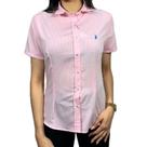 Camisa Rosa Xadrez Pequeno De Manga Curta Feminina