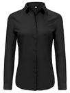 Camisa Ruisin feminina de manga comprida, ajuste justo, com botões, preta