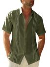 Camisa Runcati Guayabera de linho e algodão bordada de manga curta