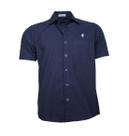 Camisa Sarja Masculina Azul Marinho Manga Curta